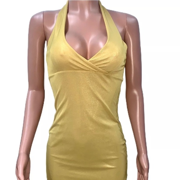 Gold Glamorous Marilyn Style Halter Dress New - Picture 4 of 4